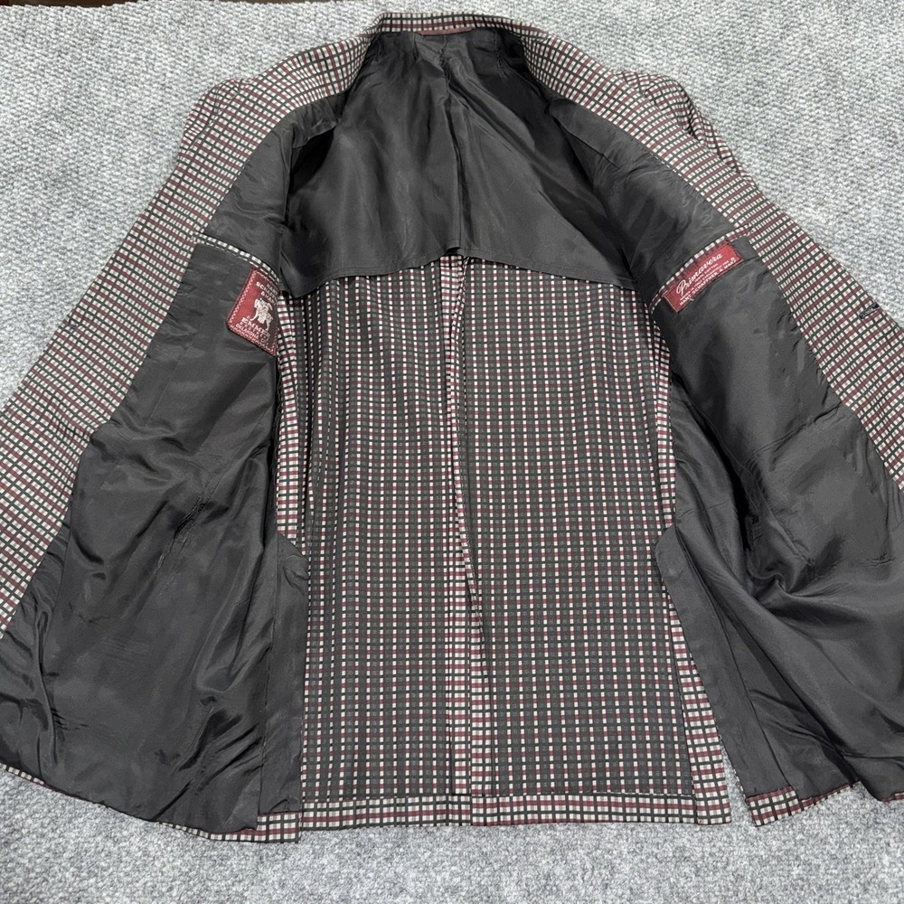 Vintage 60s Hart Schaffner Marx Mens Blazer 42R  Primavera Italian Cotton Check - Picture 4 of 10